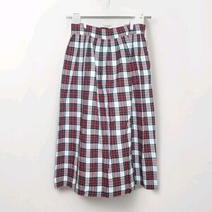 Vtg Cullinane Plaid Midi Skirt 100% Cotton Prarie Cottagecore USA Made 14